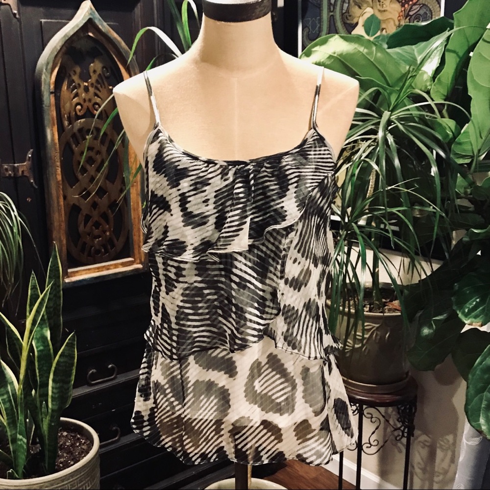 New York & Co. animal print ruffle tank top